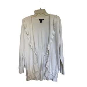 White House Black Market White House Black Market Cardigan with Ruffled Neck